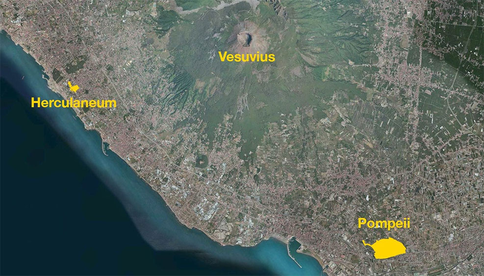 Pompeii Vesuvius and Herculaneum map Italy