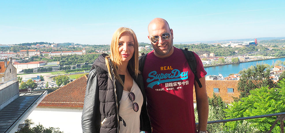 Couple travel to Coimbra Portugal